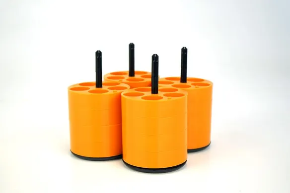 Thermo Heraeus 75007573 / 75003703 Centrifuge Adapter Set, 5 × 30/25 mL, Round Flat-Bottom, Orange, 4-Piece