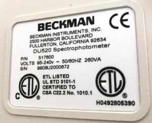 Beckman DU-520 UV-Visible Spectrophotometer with 190-1100 nm Wavelength Range, 14 of 14