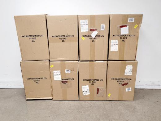 Lot of 8 Yellow Pedal-Operated 45L Laboratory Waste Bins-cover