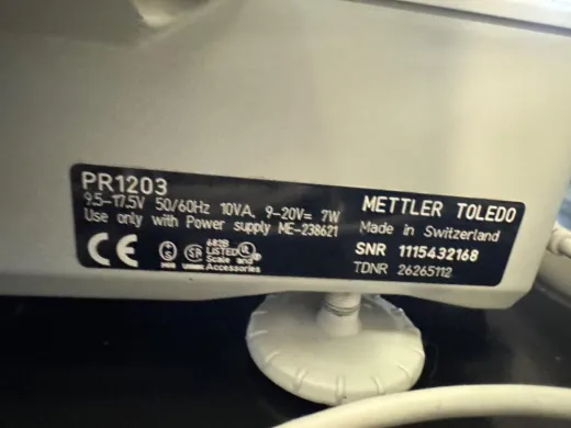 Mettler Toledo PR1203 Precision Analytical Balance for Laboratory Weighing