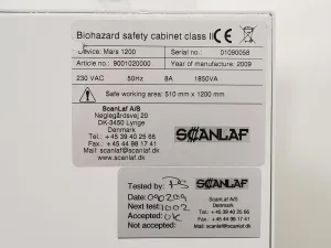 Scanlaf Mars 1200 Class II Biological Safety Cabinet with Stand, 13 of 16