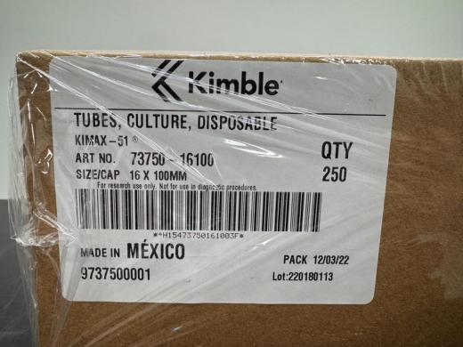 Kimble KIMAX-51 Disposable Sterile Culture Tubes 16x100 mm, Pack of 250-cover