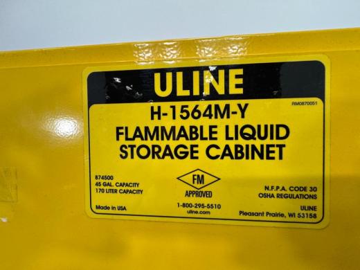 ULINE H-1564M-Y Flammable Liquid Storage Cabinet with Safety Lock and Adjustable Shelves-cover