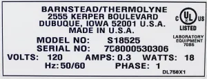 Nuova Thermolyne S18525 Magnetic Homogenizer Stir Plate with 7"x7" Porcelain Surface, 100-1000 RPM, 120V, 5 of 6