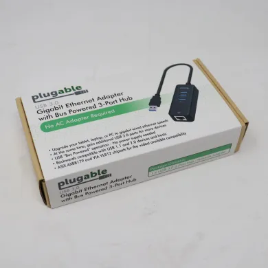 Plugable USB3-HUB3ME 3-Port USB 3.0 Hub with Gigabit Ethernet Network Adapter