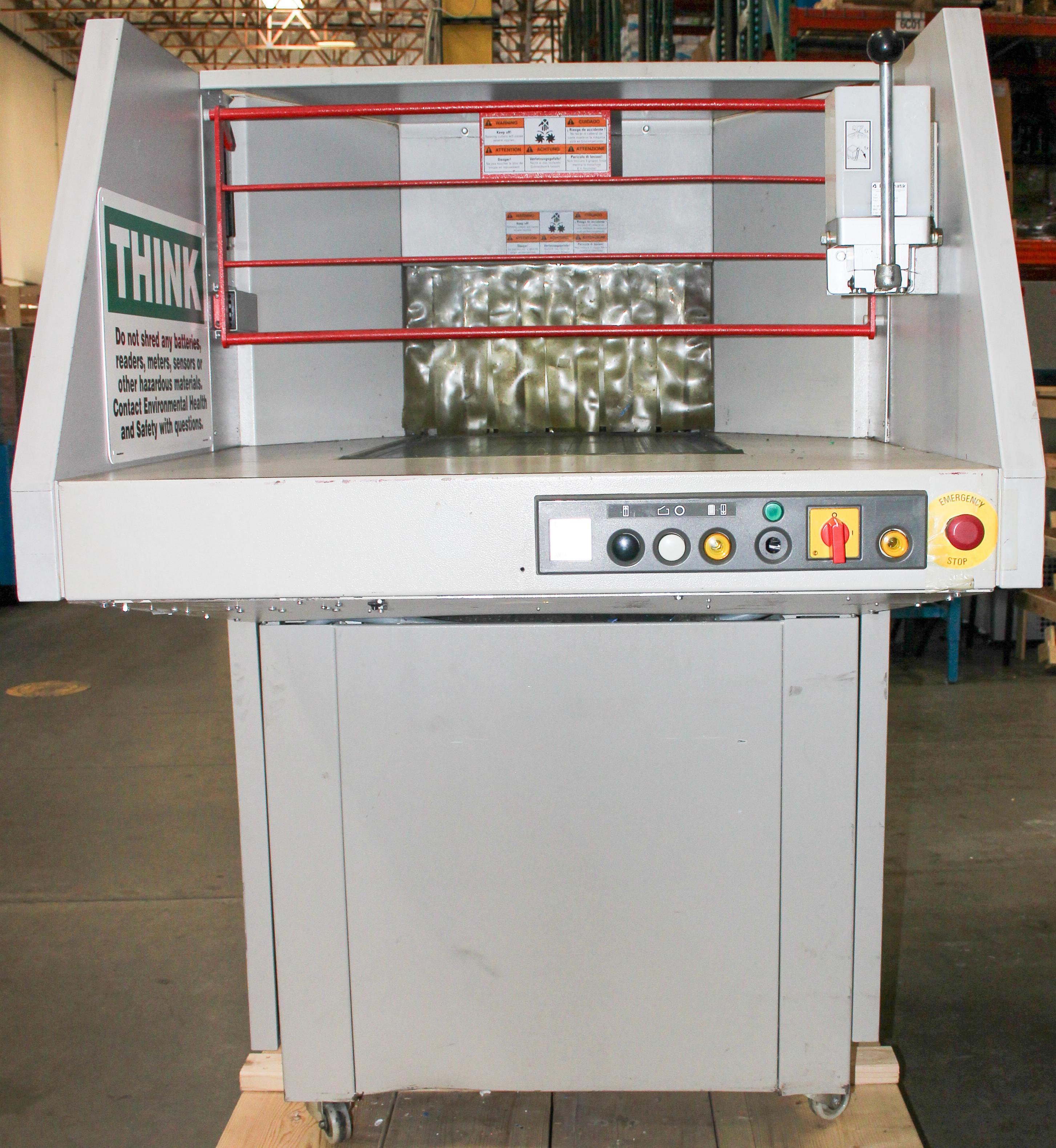 MBM Destroyit 5009 Industrial Cross-Cut High-Volume Paper Shredder with Conveyor Feed