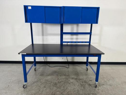 Production Basics 6' Portable Laboratory Bench Table with Steel Frame and Integrated Power-cover