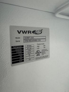 VWR SCBMF-2030 Laboratory -30°C Ultra-Low Temperature Freezer-cover