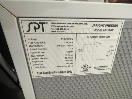 Sunpentown UF-304W Undercounter Laboratory Upright Freezer for Medical and Research Storage-cover