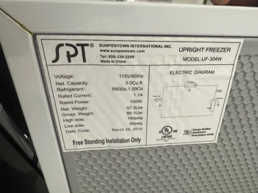 Sunpentown UF-304W Undercounter Laboratory Upright Freezer for Medical and Research Storage
