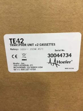 Hoefer TE42 Electrophoresis Transphor Unit with Two Cassettes for Molecular Biology