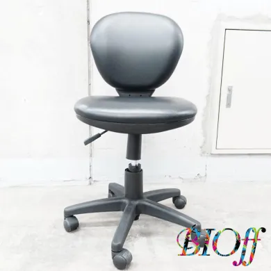 9257 Used Laboratory Chair with Backrest and Casters, Black