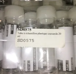 Flat-Bottom Graduated Plastic Sample Tube with Screw Cap, 20 mL (Pack of 50), 3 of 3