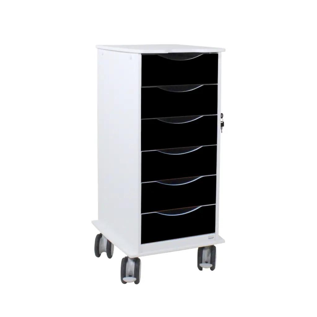 TrippNT Core SP Mobile Laboratory Storage Cart with 6 Lockable Black Drawers