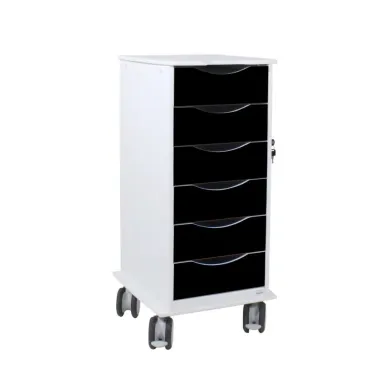 TrippNT Core SP Mobile Laboratory Storage Cart with 6 Lockable Black Drawers
