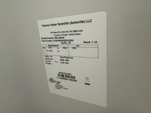 Thermo Fisher Scientific REL2304A Laboratory Refrigerator with Biohazard Label