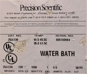 Precision Scientific 253 Digital Coliform Water Bath with Gabled Lid, 34.5L Capacity, 8 of 8