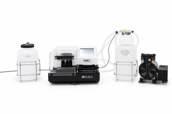Agilent BioTek 405 TS Automated Microplate Washer 405TSUVS with Biostackr 3 and Vacuum Pump-cover