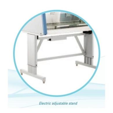 Base adjustable in height by THERMO SCIENTIFIC electrical control, width 120cm-cover