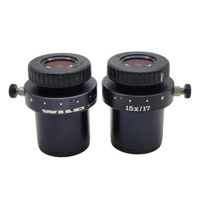 Wild Heerbrugg Microscope Eyepiece Pair 15x/17 with Reticle 376119 12mm/120 Div-cover