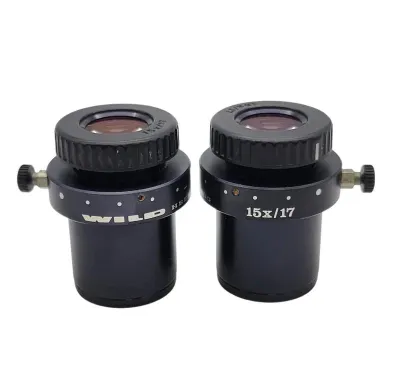 Wild Heerbrugg Microscope Eyepiece Pair 15x/17 with Reticle 376119 12mm/120 Div