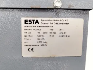 ESTA TK 6 Mini Dust Extractor for Laboratory Air Filtration and Dust Control, 13 of 15