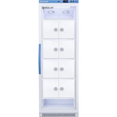 Accucold ARG15MLLOCKER Upright Laboratory Refrigerator with Interior Lockers and Glass Door