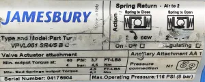 Jamesbury Valv-Powr Pneumatic Actuator with 2000 CWP Stainless Steel Ball Valve Assembly, 8 of 10