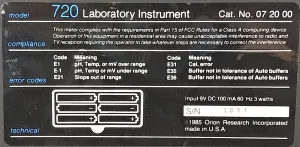 Orion SA 720 Dual Input pH Meter with Autocalibration and Datalogging, 7 of 7
