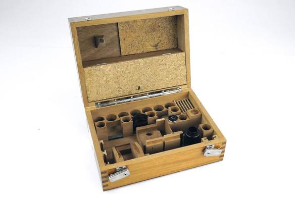 Leitz Wetzlar Wooden Microscope Case with Extension Tubes-cover