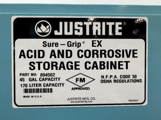 Justrite Sure Grip EX 45 Gallon Acid and Corrosive Material Storage Cabinet-cover