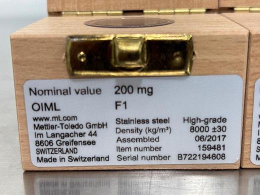 Mettler Toledo OIML F1 200mg Calibration Weights X2-cover