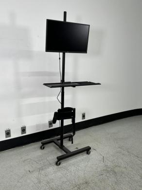 Portable Mobile Computer Workstation with Adjustable Height and Integrated Monitor Mount-cover