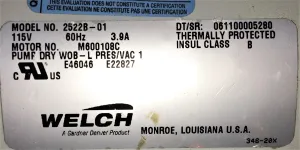 Welch 2522B-01 Oil-Free Piston Vacuum Pump (25.6"Hg), 4 of 9