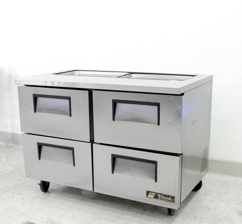 True TSSU-48-12D-4 Refrigerated Prep Table with 4 Drawers and Cold Storage at 3°C
