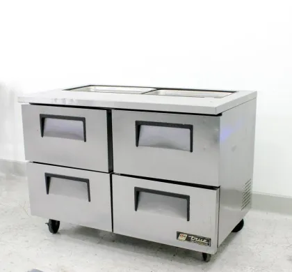 True TSSU-48-12D-4 Refrigerated Prep Table with 4 Drawers and Cold Storage at 3°C
