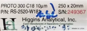 Higgins PROTO300 C18 Semi-Prep Reversed-Phase HPLC Column 25 cm × 20 mm × 10µm, 8 of 16