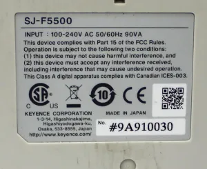 Keyence SJ-F5500 High-Speed Static Eliminator Blower with Ion Balance Control, 7 of 10