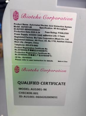 BioTeke AU1001-96 Automated Nucleic Acid Extraction System with Touchscreen and Rotary Carousel-cover