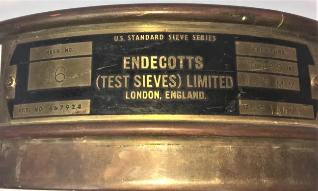 Endecotts #16 Brass 8" Laboratory Test Sieve with 1.18 mm Aperture