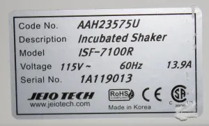 Jeio Tech ISF-7100R Refrigerated Incubator Shaker -20°C to 80°C, 500 RPM, 7 of 12