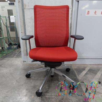 Okamura CQ41 Coral Mesh Ergonomic Chair with Design Arms (Red)-cover