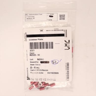TE Connectivity MS25036-149 Red Crimp Ring Tongue Terminal, M4 Stud, 22-18 AWG-cover