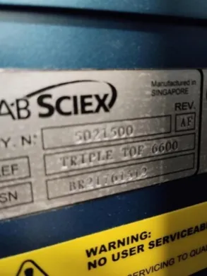 Sciex QTOF 6600 Triple TOF High-Resolution Mass Spectrometer
