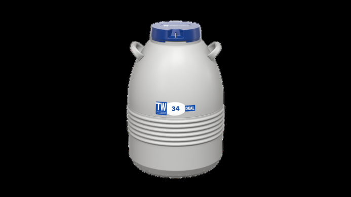 Taylor Wharton by IC Biomedical 34 Dual Series Small LN2 Freezer and Vapor Shipper (2100 x 0.5cc Straw Capacity)-cover