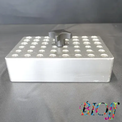 6757-2 Aluminum Laboratory Block, 15 × 10 × 4 cm, 3 × 8 Large and Small Holes