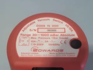 EDWARDS VS16K D059 15 000 Adjustable Vacuum Switch (30-1000 mBar), 2 of 2