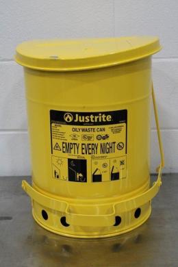 Justrite 09101 6 Gallon Steel Oily Waste Can with Foot-Operated Self-Closing Lid, FM & UL Approved-cover