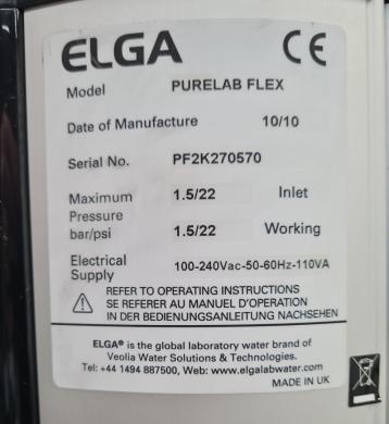 Elga Model: PURELAB FLEX Water Purification System Lab-cover