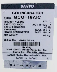 Sanyo MCO-18AIC CO2 Incubator 170L with Direct Heat and Humidity Control, 7 of 10
